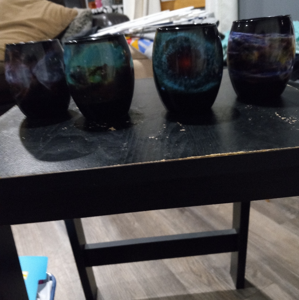 Set of four galaxy cups